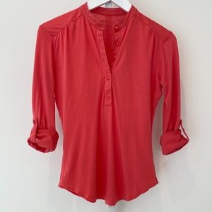 STEPHANIE B CORAL PIMA COTTON 3/4 SLEEVE T XS